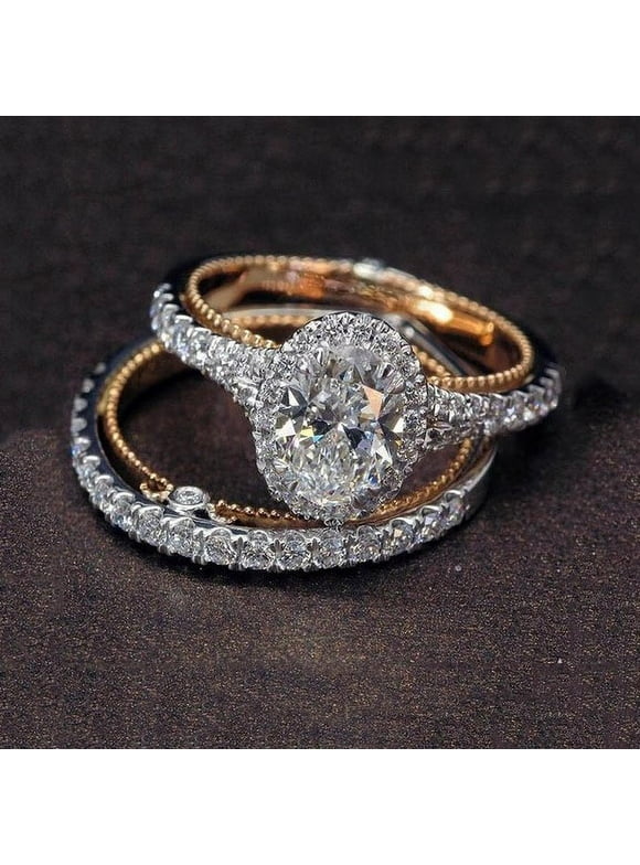 Women's 14 K Rose Gold Diamond Ring Set