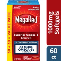 MegaRed Omega-3 Krill Oil Ultra Strength Softgels, 1000 mg, 60 ct