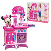 Disney Junior Minnie Mouse Flipping Fun Kitchen with Realistic Sounds, 13 Pieces Include Play Food