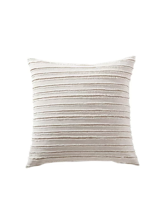Mainstays Decorative Throw Pillow, Stripe Fringe, Square, Taupe, 20'' x 20''