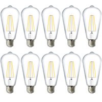 Sunco Lighting 10 Pack ST64 LED Bulb, Dusk-to-Dawn, 7W=60W, 4000K Cool White, Vintage Edison Filament Bulb, 800 LM, E26 base, Outdoor Decorative String Light - UL, Energy Star