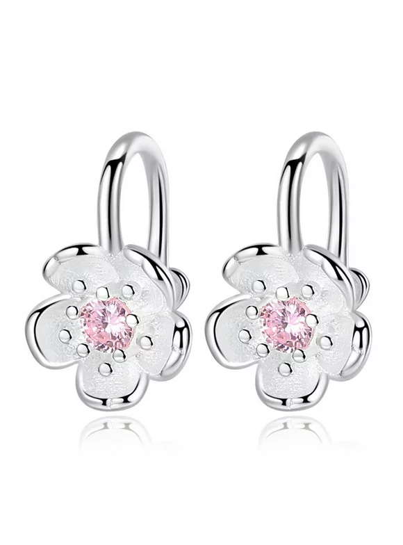 2 Pair Women Girls Cherry Blossoms Flower Clip Earrings Girls Wedding Party Clip On Earrings