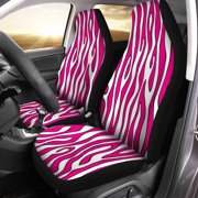 FMSHPON Set of 2 Car Seat Covers Pattern Zebra Pink Black White Abstract Africa Curve Universal Auto Front Seats Protector Fits for Car,SUV Sedan,Truck