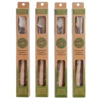 Brush with Bamboo Plant-based Bamboo Toothbrush Adult Size (Pack of 4)