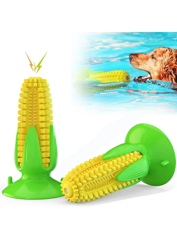 Squeaky Dog Toys, Pet Molar Sucker Corn Shape Sounding Chewing Dog Toy Teething Stick Toothbrush Yellow