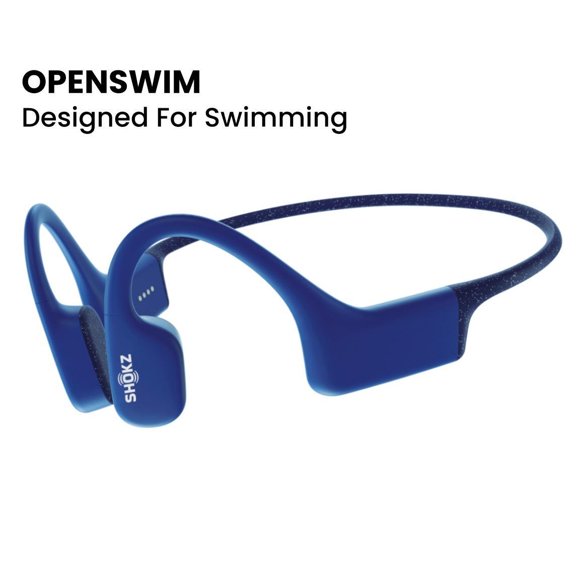 Shokz OpenSwim Bone Conduction Open-Ear MP3 Swimming Headphones (Formerly Xtrainerz), Blue