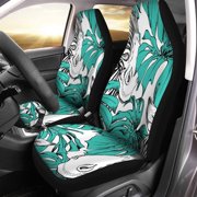 FMSHPON Set of 2 Car Seat Covers Africa of The Zebra and Green Monstera Leaves African Universal Auto Front Seats Protector Fits for Car,SUV Sedan,Truck