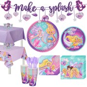 Party City Iridescent Barbie Mermaid Birthday Party Supplies for 16 Guests, Include Plates, Napkins, and Decorations