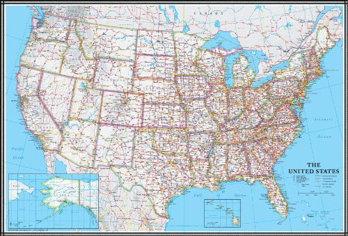 24x36 United States, USA US Classic Wall Map Poster Mural