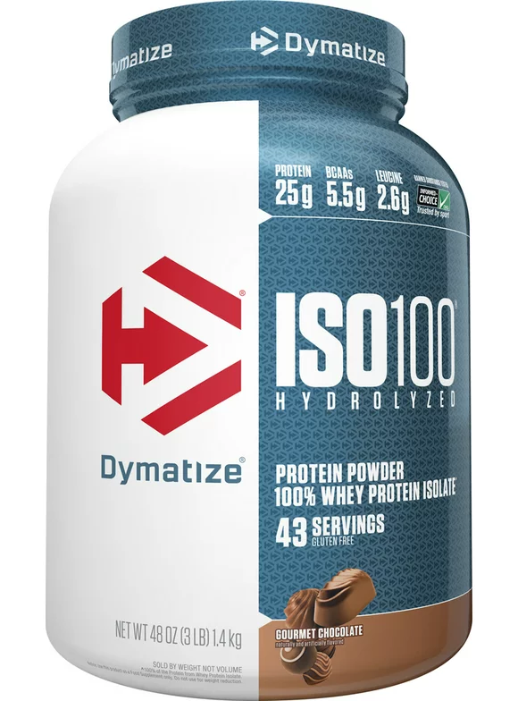 Dymatize ISO100 Hydrolyzed Whey Isolate Protein Powder, Gourmet Chocolate, 3 lb