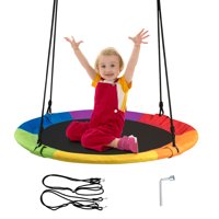 Goplus 40'' Flying Saucer Tree Swing Indoor Outdoor Play Set Kids Christmas Gift BlueGreen Pink