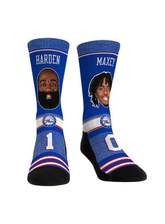 Rock Em Socks James Harden & Tyrese Maxey Philadelphia 76ers Teammates Player Crew Socks