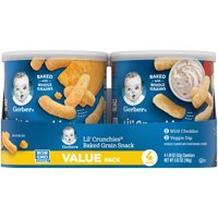 Gerber Lil' Crunchies Baked Corn Baby Snack Variety Pack, Mild Cheddar & Veggie Dip, 1.48 oz