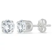 SZUL Women's 1 Carat TW Round Solitaire Diamond Stud Earrings in 14K White Gold  (J-K-L Color, I2-I3 Clarity)