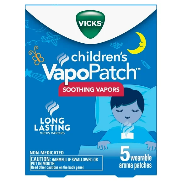 Vicks VapoPatch with Long Lasting Soothing Vicks Vapors for Children Ages 6+, 5 Count