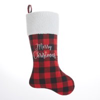 Holiday Time 20 In Plaid Stocking W/ Greeting - Red/b