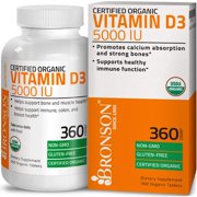 Vitamin D3 5000 IU Bone Health and Immune Support, USDA Certified Organic, Non-GMO Gluten Free, 360 Tablets