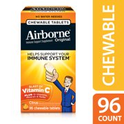 (2 pack) Airborne Chewable Vitamin C Tablets, Citrus, 1000mg - 96 Chewable Tablets