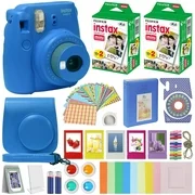 Fujifilm Instax Mini 9 Fuji Instant Film Camera Cobalt Blue + 40 Film Deluxe Bundle
