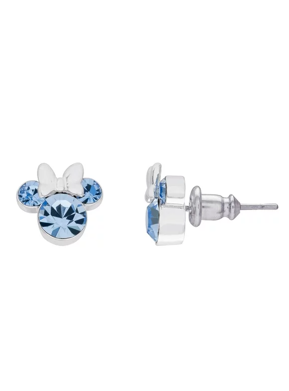 Minnie Mouse December Birthstone Silver-Plated Crystal Stud Earrings