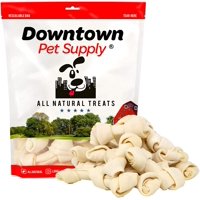 Downtown Pet Supply All Natural Bulk Rawhide Retriever Knots Chew Treats, Long Lasting, Large Thick Cut Beef Rawhide (3-4" inches, 15 pack)
