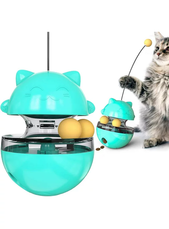 Seenda Cat Slow Feeder Toys - IQ Traning Interactive Treat Toy with Dual Rolling Balls, Funny Tumbler Style