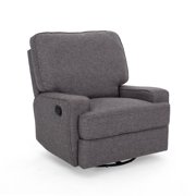 Noble House Bobbie Traditional Fabric Swivel Glider Recliner, Charcoal Tweed