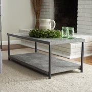 Household Essentials Faux Concrete Slate Coffee Table with Storage Shelf
