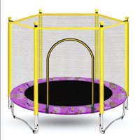 55inch Trampoline for Kids with Enclosure Net Easy to Assemble Toddler Trampoline Indoor Outdoor Trampoline Spring Pad Zipper Heavy Duty Steel Frame Great Gifts for Kids