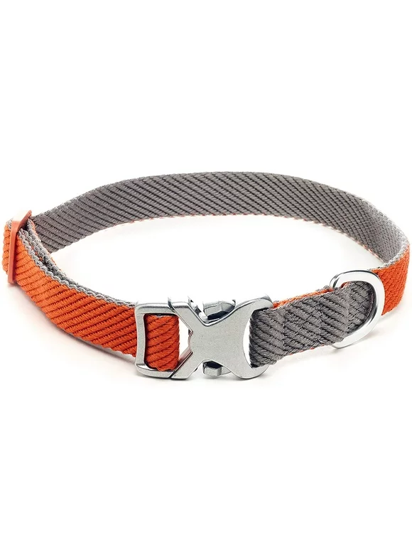 Cotton Dog Collar, Soft Comfortable Strap with Metal D-Ring and Buckle, Small