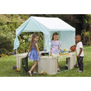 Little Tikes Backyard Bungalow Role Play Playhouse with pretend kitchen, garden, and canopy