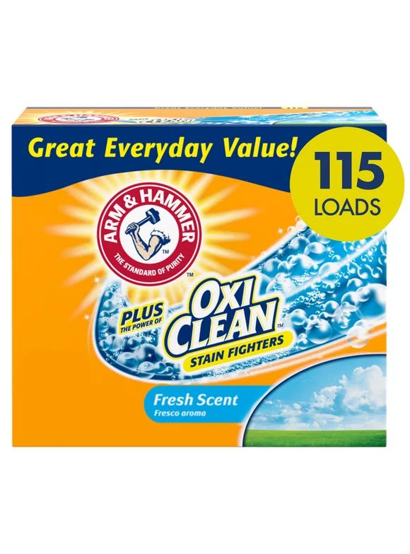 Arm  Hammer Plus OxiClean Powder Laundry Detergent, Fresh Scent, 115 Loads