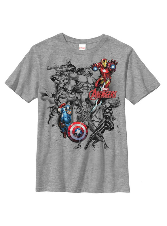 Boy's Marvel Avengers in Color  Graphic Tee Athletic Heather Small