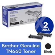 Brother Genuine High Yield Toner Cartridges, TN660, Replacement Black Toner Two Pack, Page Yield Up To 2,600 Pages/Cartridge