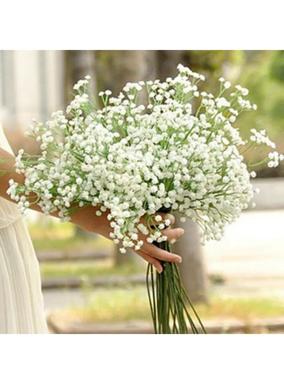 SDJMa Baby's Breath Artificial 2 Forks,Total of 66 White Blooms Babys Breath Bulk Flower Bush Gypsophila Artificial in White -15.7" Tall for Wedding Wreath Boutonniere Flower Crown