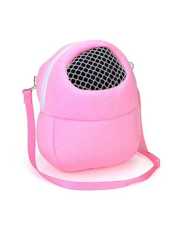 AkoaDa Small Pet Carrier Rabbit Cage Hamster Chinchilla Travel Warm Bags Cages Guinea Pig Carry Bag Breathable(Pink-M)