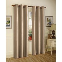 1 PANEL Nancy SOLID TAUPE TAN  SEMI SHEER WINDOW FAUX SILK ANTIQUE BRONZE GROMMETS CURTAIN DRAPES 55 WIDE X 63" LENGTH