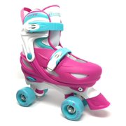 Chicago Skates Girls Adjustable Junior Quad Roller Skates - Pink, White, Teal