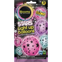 illooms Stars Mixed Color LED Light Up Balloons, 5-Pack