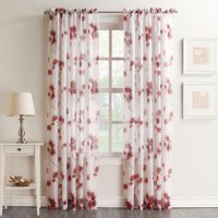 No. 918 Kiki Floral Crushed Voile Sheer Rod Pocket Curtain Panel