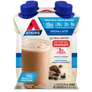 Atkins Gluten Free Protein-Rich Shake, Mocha Latte, Keto Friendly, 4 Count (Ready to Drink)