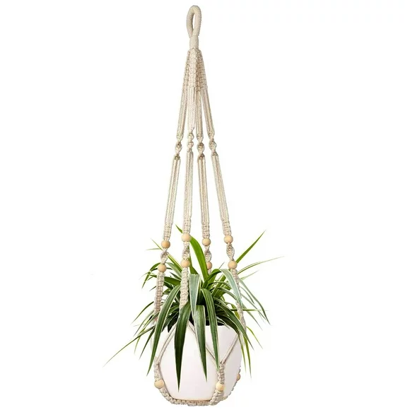 Elbourn Macrame Plant Hanger Hanging Planter Basket Decorative Flower Pot Holder No Tassels for Indoor Outdoor Home Decor 35 Inch 1Pack