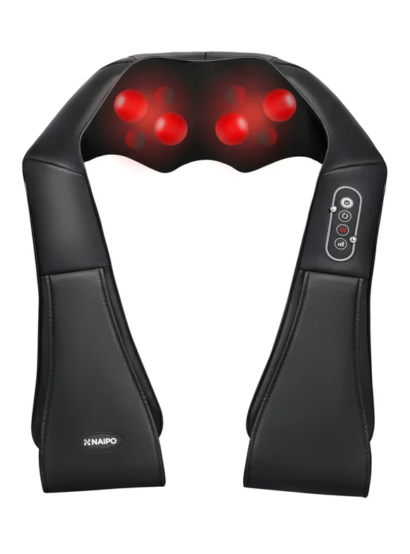 Naipo Shiatsu Back and Neck Massager with Heat Deep Kneading Massage for Neck, Back, Shoulder, Foot and Legs, Use at Home, Car, Office