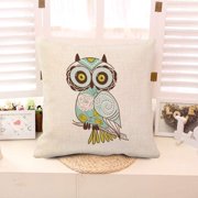 Popeven Cute Owl Pillow Cover for Kids Square Decorative Throw Pillow Case Cushion Cover Cartoon Green Cute Cartoon Owl 18"X18