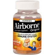 2 Pack - Airborne Orange Flavored Gummies, 1000mg of Vitamin C and Minerals & Herbs Immune Support 21 ct