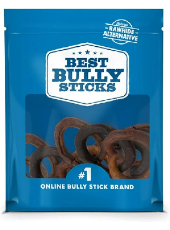 Best Bully Sticks All Natural Thick Ring Collagen Chews Highly Digestible, Limited Ingredient, Rawhide Alternative Dog Chew - Free-Range Grass-Fed Beef Dog Treats - 10 Pack