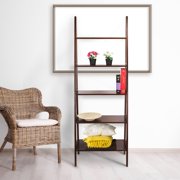 5-Shelf Ladder Bookcase-Warm Brown