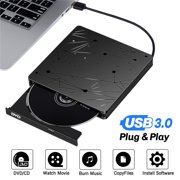 External DVD Drive USB 3.0 Slim Portable CD/DVD +/-RW Drive/DVD Player Rewriter Burner High Speed Data Transfer for Laptop Desktoop,Window Linux OSMac (Black)