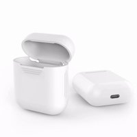 Silicone Shock Proof Protector Case Sleeve Skin Cover +Anti Lost Silicone Strap Loop Cable Cord String Rope for AirPods Headphone Charging Box-White
