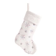 Super Cute Snowflakes Embroidered White Plush Christmas Stockings Candy Socks Gifts Bag With Hanging Loops Xmas Tree Fireplace Seasonal Decorations